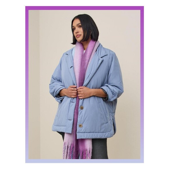 NWT Torrid 0 Blue Poly Fill Shacket Collared Jacket with Pockets Size Large - Picture 1 of 8